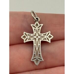 Retired James Avery Cross Pendant Small Sterling Silver Lattice Design